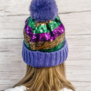 mardi gras sequin beanie
