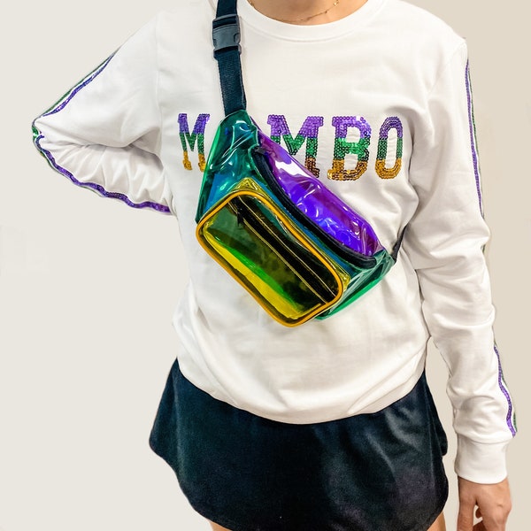 Mardi Gras Color Block Transparent/Clear Fanny Pack