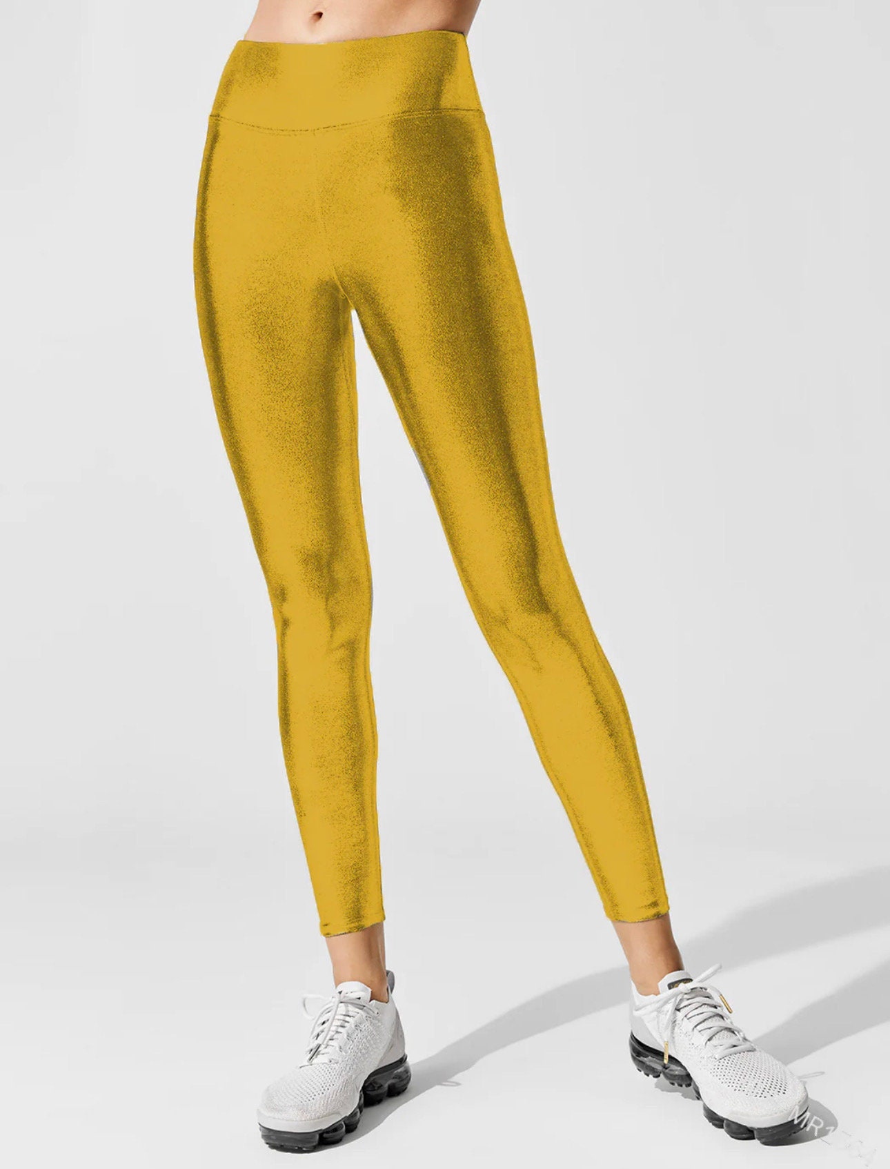 Gold Metallic Foil Leggings Golden Wet Look Tights Women Workout Clothing Gym  Shiny Bling Bling Yoga Pants Gym Shaping Push up Bottoms Plus -  Canada