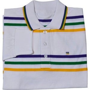 White Infinity Mardi Gras Unisex Toddler Long Sleeve Polo image 4