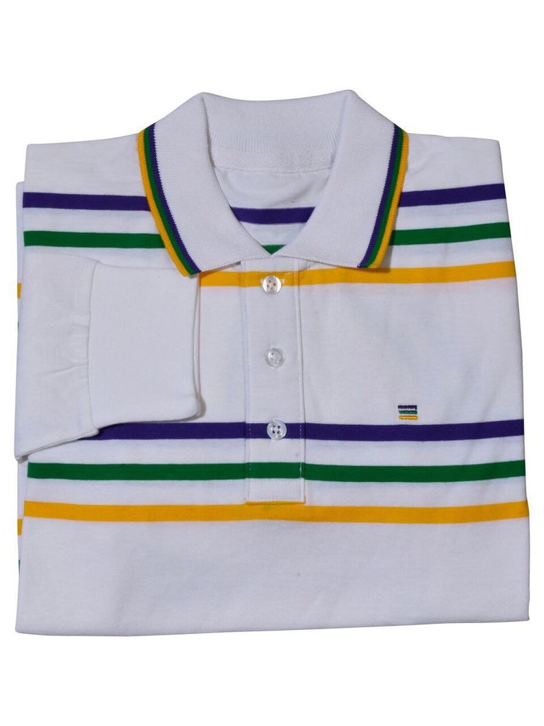 White Infinity Mardi Gras Unisex Toddler Long Sleeve Polo image 4