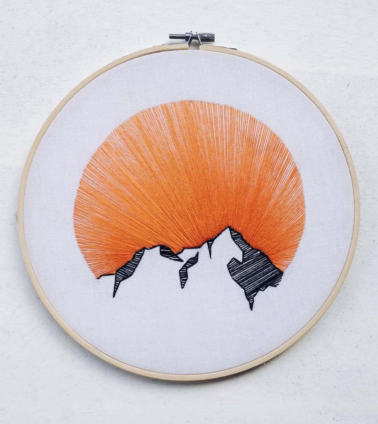 Sunset embroidered canvas embroidery art room decor home Etsy