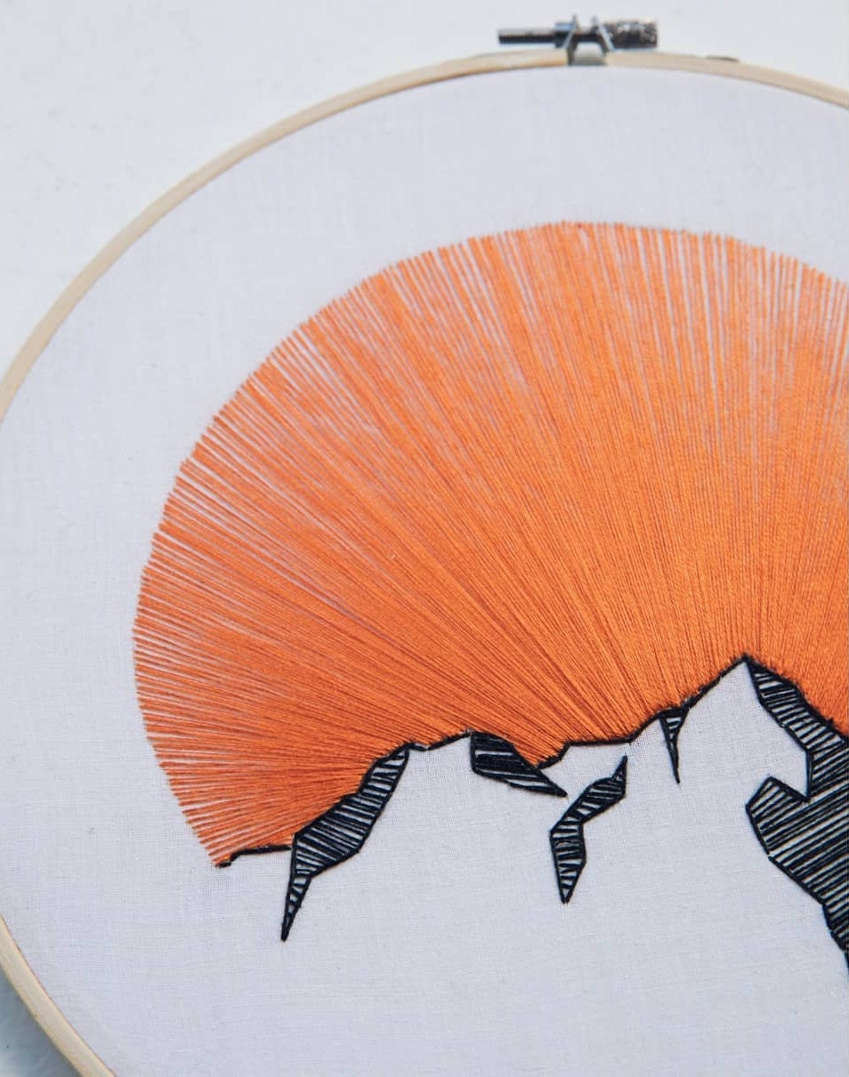 Sunset embroidered canvas embroidery art room decor home Etsy