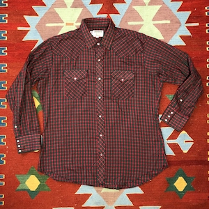 Vintage 80s Ruddock Western Shirt Tartan Plaid XL 17 1/2-35 Made in USA
