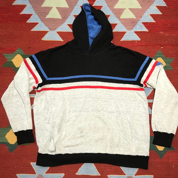 80s color block hoodie
