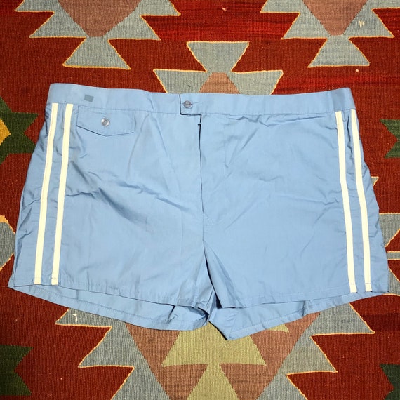 Vintage 80s Kmart Brand Retro Striped Shorts Baby Blue XL 44 46 Trunks Etsy