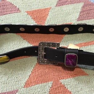 Vintage Leatherock belt San Diego rainbow Concho Belt Small 26&quot; Waist Funky Small