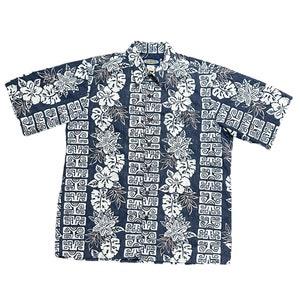 Vintage Phil Edwards Reyn Spooner Hawaiian Shirt Blue Aloha Hibiscus Reverse Medium 100% Cotton