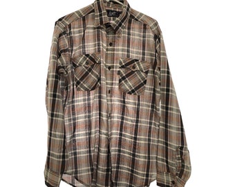 Vintage 80s Levi's Plaid Button Down Shirt Large Western Pockets Long Sleeve