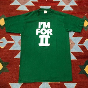 Vintage 80s Sportswear T Shirt I&#39;m For II Single Stitch Medium Made in USA