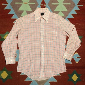 Vintage anni '70 JC Penney Plaid Button Down Camicia Media Made In USA