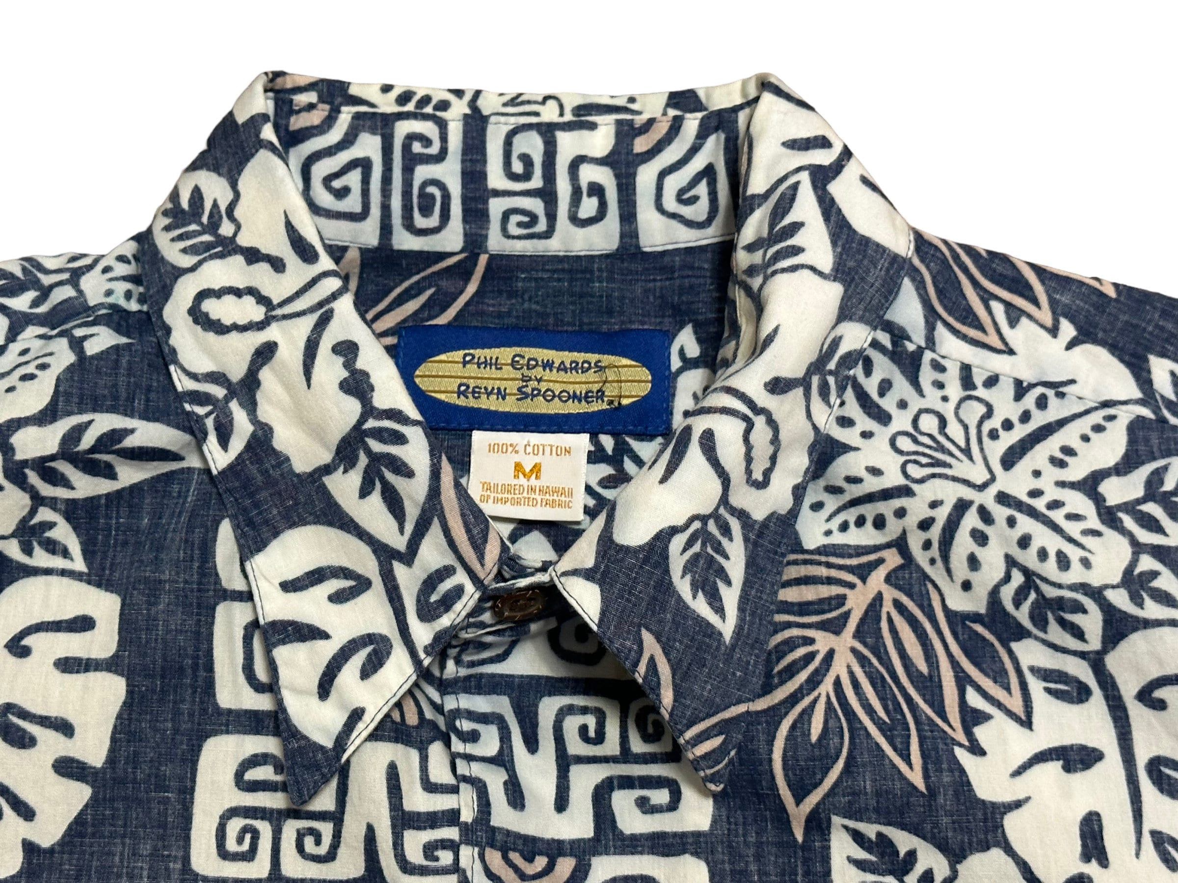 Vintage Phil Edwards Reyn Spooner Hawaiian Shirt Blue Aloha 