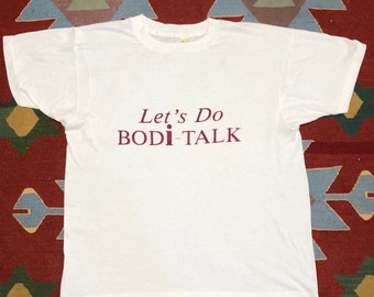 Vintage 80s Bodi Talk T Shirt Screen Stars Single Stitch XL made in USA paper thin