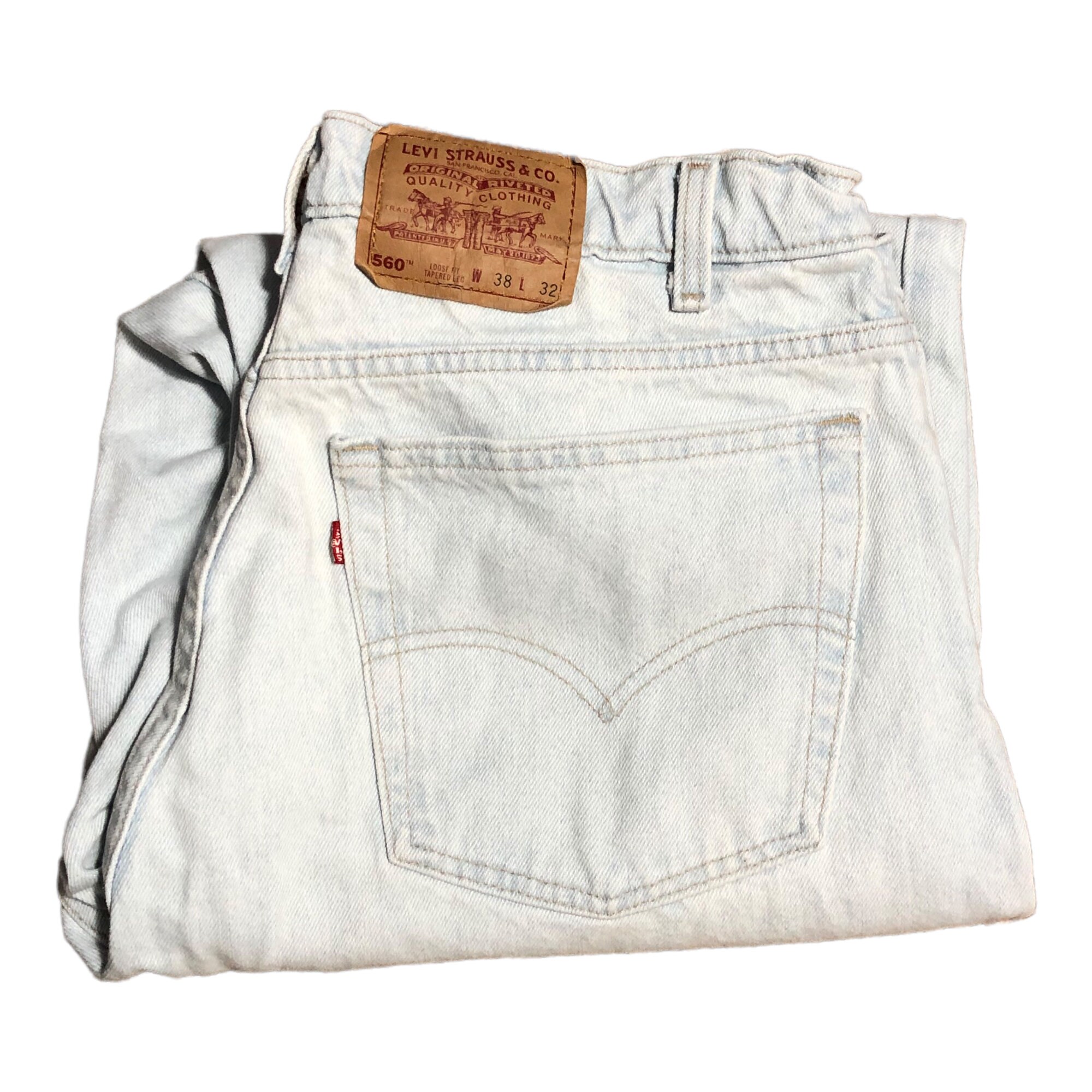 Vintage 90s Levis 560 Jeans 38 X 32 Made in USA Light Wash