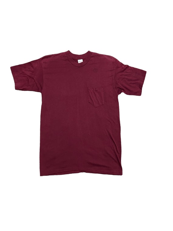 Maroon 5 赤 Lサイズ Tシャツ USA製 Vintage 80s Pocket T Shirt XL 46-48 Maroon Made in USA Single
