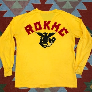 Vintage 70s Republic of Korea Marine Corps Shirt Long Sleeve Raglan Acrylic Medium
