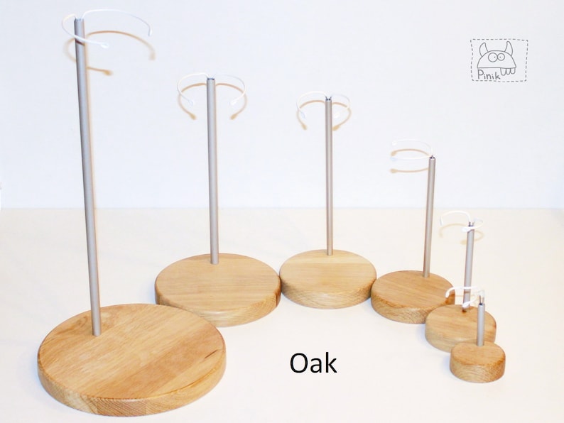 Doll stand oak wood round holder. Handmade doll stand. Doll Etsy