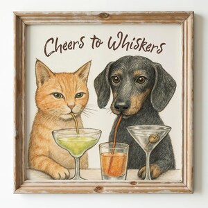 Cocktail Art Print | Bar Cart Decor | Martini Poster | Alcohol Wall Art | Altered Art | Dopamine Decor | Cheers Print | Pet Portrait