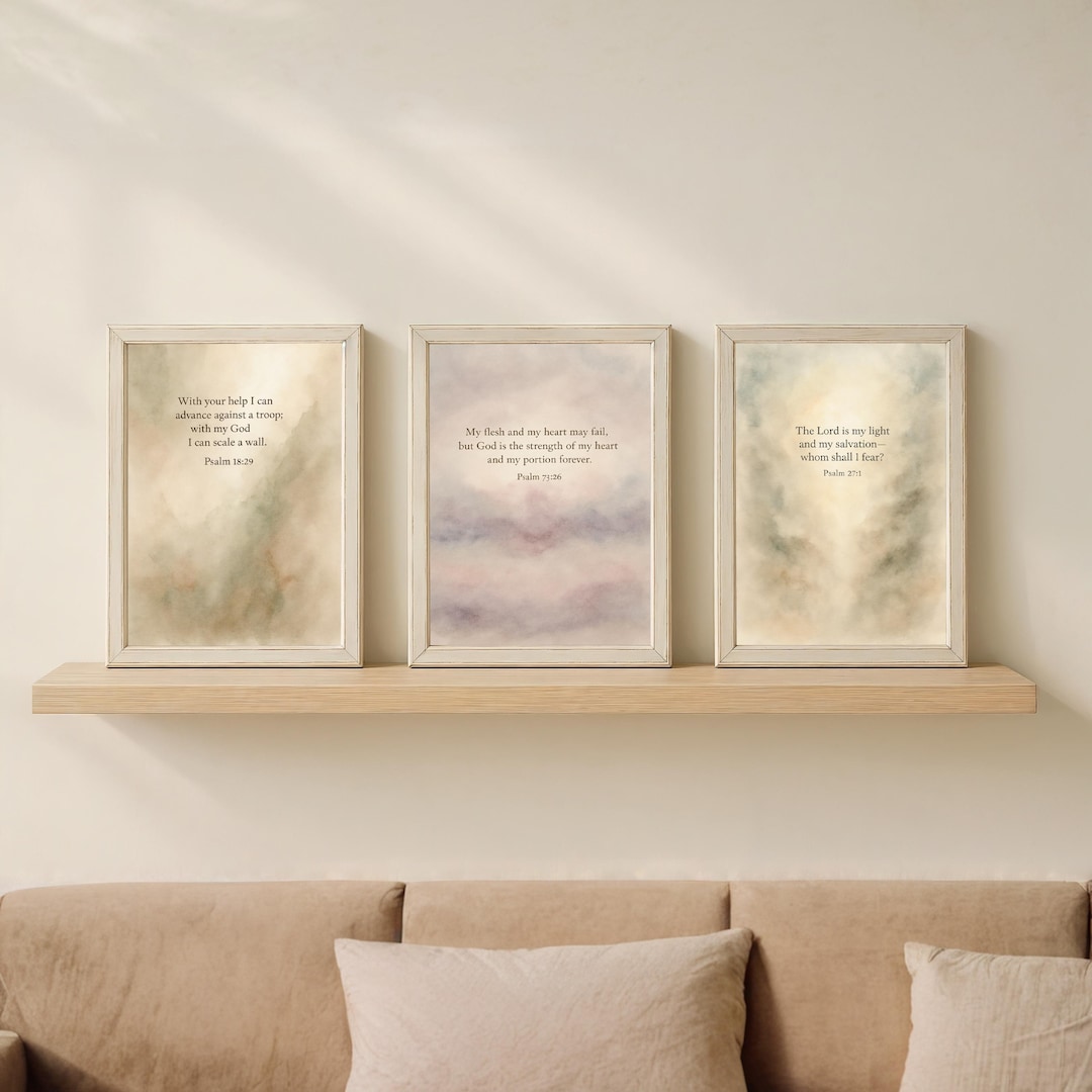 Set of 3 Bible Verse Art Prints | Bible Quotes Print | Religious Art ...