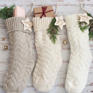 Personalized knitted Christmas stocking | Santa boots | Christmas socks fireplace in three colors