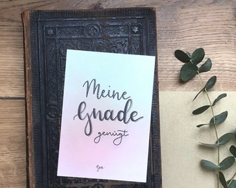 Postkarte "Meine Gnade genügt" – 2.Korinter 12,9 – Handlettering – Optional mit Briefumschlag