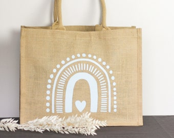 Jute bag with rainbow | Market bag | Beach bag | different colors to choose from