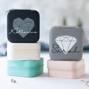 Portagioie personalizzato | con il nome desiderato | con cuore geometrico o diamante | colori diversi | idea regalo individuale