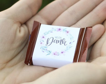 Download: Banderole for mini chocolate &quot;Thank you&quot; printable, digital file for printing, giveaway