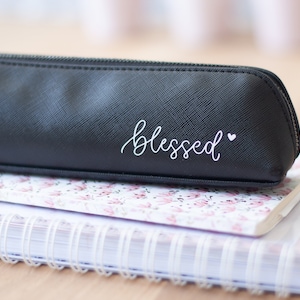 astuccio | Trousse per cosmetici con incoraggiamento "beato" | colori diversi | Idea regalo per gli studenti