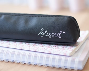 pencil case | Cosmetic bag with encouragement "blessed" | different colors | Gift idea for students