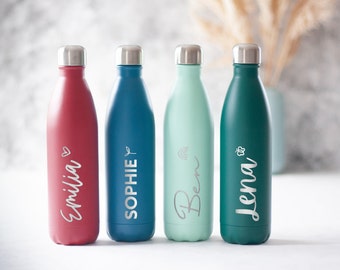 Grande bottiglia termica personalizzata con incisione | equamente + socialmente prodotto | Borraccia con nome in molti colori | Acciaio inossidabile 18/8 | 750 ml