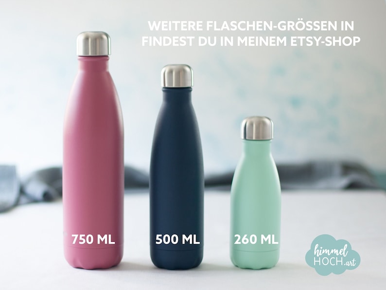 Personalisierte Thermosflasche mit Gravur fairsozial gefertigt Trinkflasche mit Name in vielen Farben 18/8 Edelstahl 500 ml Bild 10