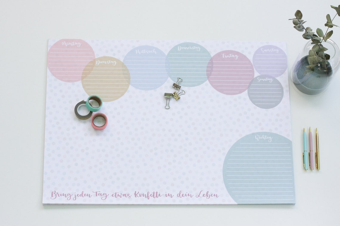 Schreibtischunterlage DIN A2 Block 25 Blatt Wochenplaner | Etsy