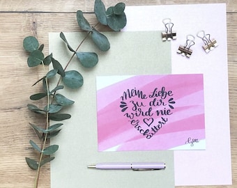 Postcard "My love for you will never be shaken" – Isaiah 54:10 – handlettering – optionally with envelope