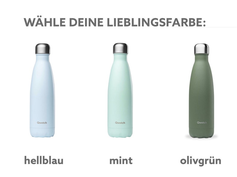 Personalisierte Thermosflasche mit Gravur fairsozial gefertigt Trinkflasche mit Name in vielen Farben 18/8 Edelstahl 500 ml Bild 6