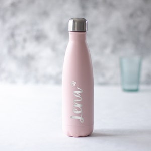 Personalisierte Thermosflasche mit Gravur fairsozial gefertigt Trinkflasche mit Name in vielen Farben 18/8 Edelstahl 500 ml Bild 3