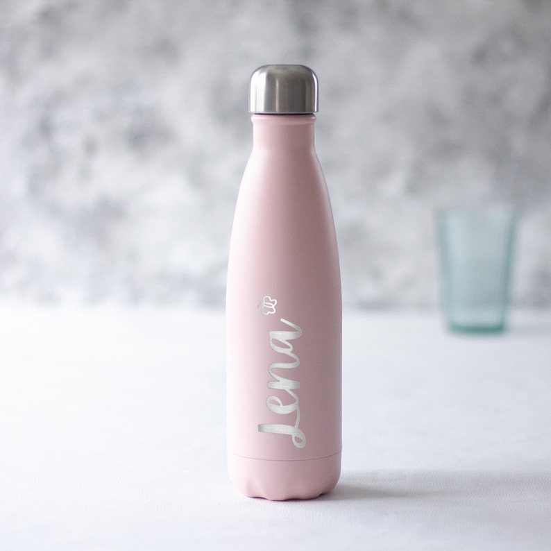 Personalized thermos bottle with engraving fairly socially manufactured Drinking bottle with name in many colors 18/8 stainless steel 500ml Pastell Rosa