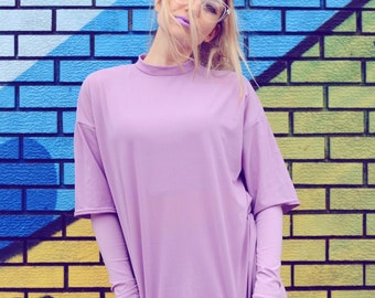 Plus Size Lilac Purple Oversized T-Shirt