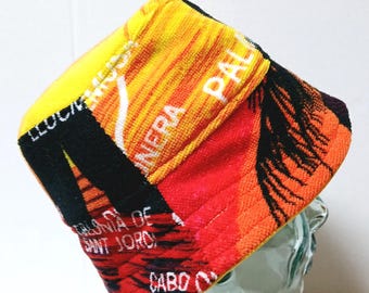 Geüpcycled strandhanddoekhoedje: festivalravehoed (55 cm)