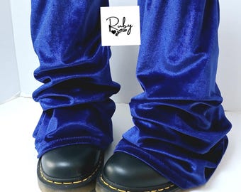 Koningsblauwe fluwelen beenwarmers, ravelaarshoezen, clubwear streetwear-accessoires