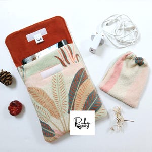 Upcycled Tropical Tablet Sleeve with Charger Pouch - Fits 10-inch Tablet