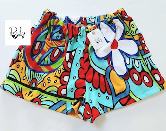 Upcycled Beach Towel Shorts: Ladies Ibiza Festival Shorts UK 16-18