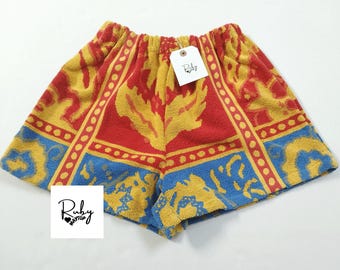Upcycled Beach Towel Shorts: Ladies Festival Rave Shorts UK 8-10