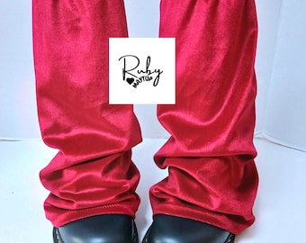 Roodfluwelen overlaarzen, rave-beenwarmers, clubwear streetwear-accessoires