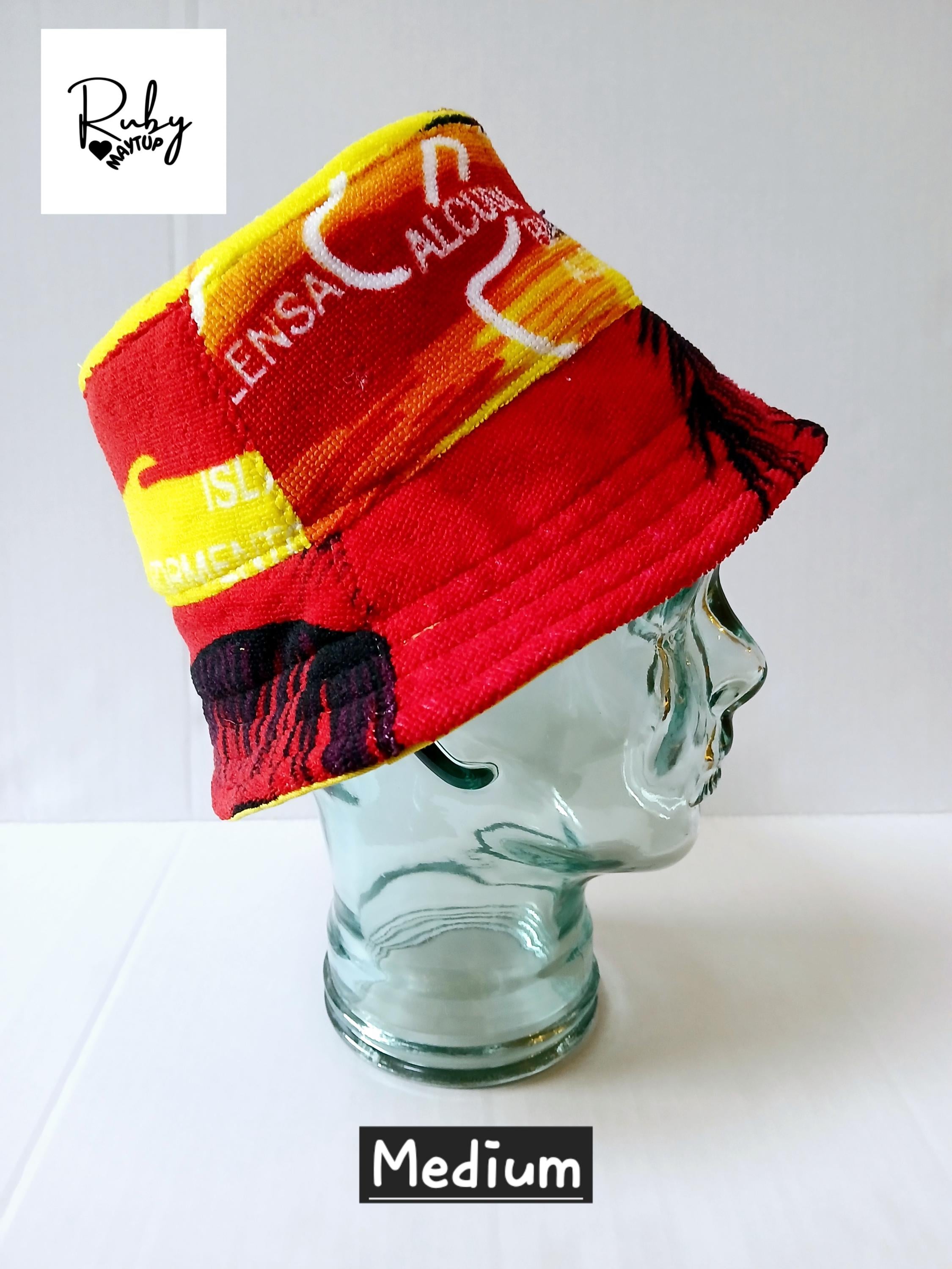 Upcycled Beach Towel Bucket Hat: Festival Rave Hat (55cms  display picture 1