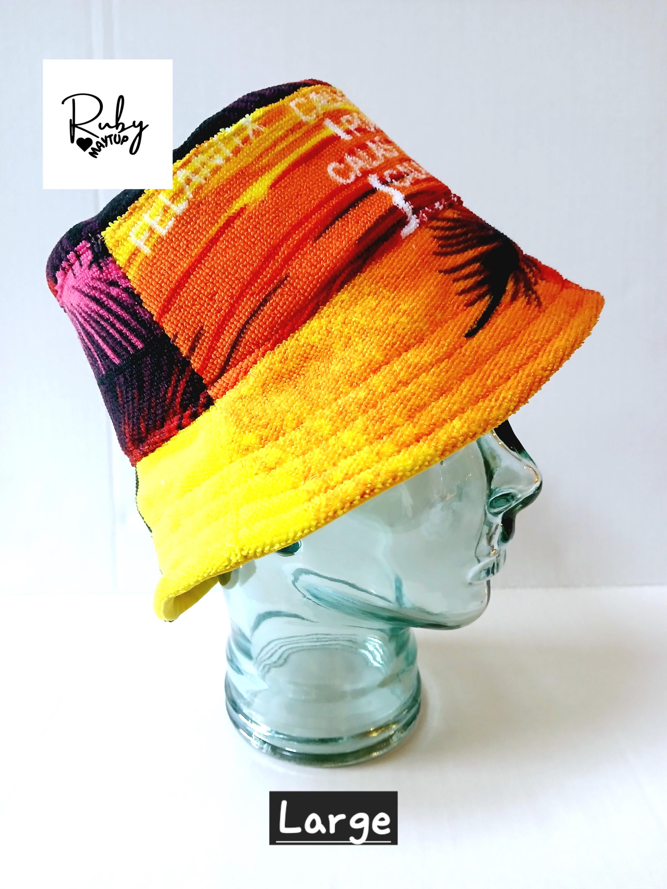 Upcycled Beach Towel Bucket Hat: Festival Rave Hat (57cms  display picture 2