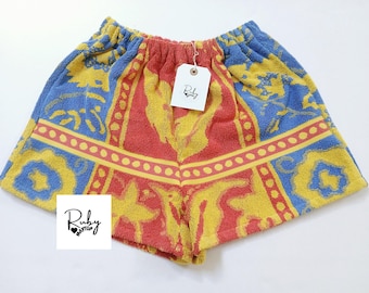 Upcycled Beach Towel Shorts: Ladies Festival Rave Shorts UK 8-10