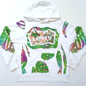 Reworked/Upcycled Ladies Levi&#39;s Hoodie Sweatshirt Size Small Upcycled Clothing Ladies Top Streetwear