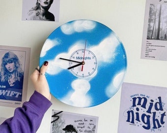 The Eras Tour Vinyl Record Clock: Handmade Midnights Wall Decor