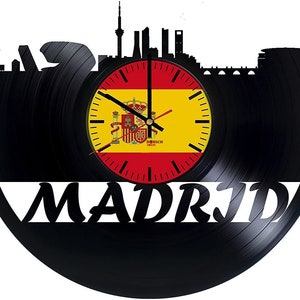 Madrid Karte Trendy Wanduhr Schallplatte Ausschneideuhr Man Cave Wanddekoration Neues Zuhause Geschenk Custom Wanduhr
